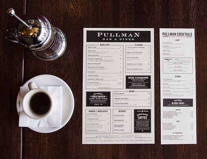 minimalist restaurant menu